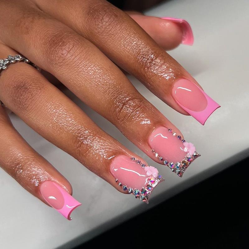 Европейские и американские градиентные персиковые балетные типсы для коротких ногтей