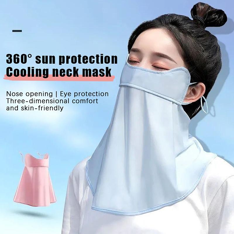 Уличная маска Ice Silk Sunscreen Mask для женщин, летняя, анти-УФ, быстросохнущая, дышащая, защита шеи, повязка на голову с ушами