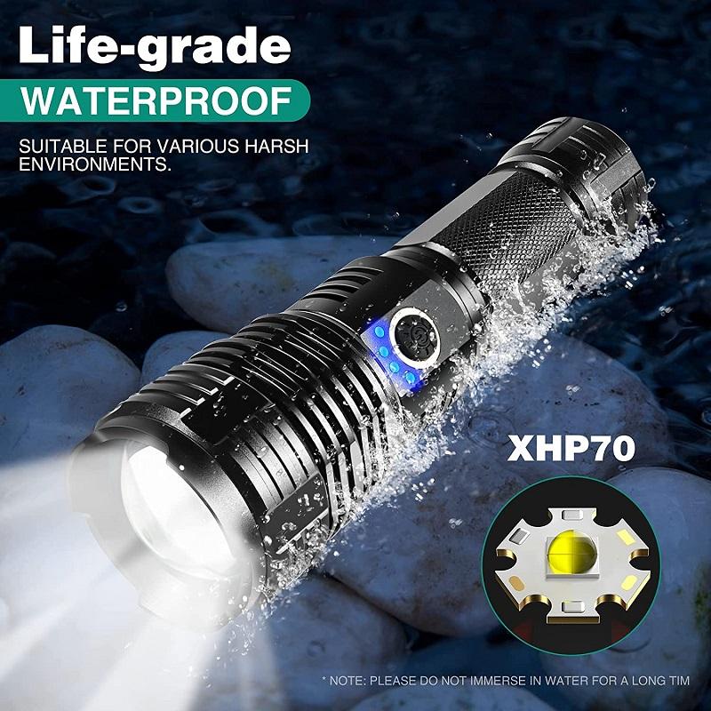 New XHP70 LED Flashlight XHP50 LED Flashlights USB Rechargeable Flashlight Zoomable Torch Waterproof Torch Camping Flashlight