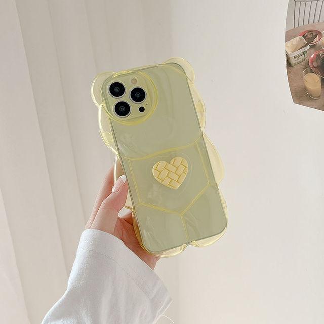 Прозрачный чехол для телефона с милым сердечком и 3d медведем для Iphone 13 12 11 Pro Max X Xr Xs Pro Max, противоударный, ярких цветов, задняя крышка
