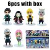 6pcs/set Q Version Demon Slayer Action Figure, Sitting Ghost Doll, Tanjiro, Nidouzi, Inosuke, Zenizu Movie Model Toys, gift box