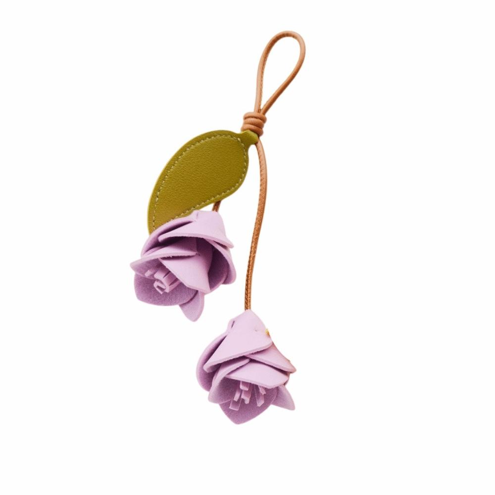 Fashion Pu Leather Tulip Pendant Hanger Bag Decoration Trendy Pu Flower Keychain Women