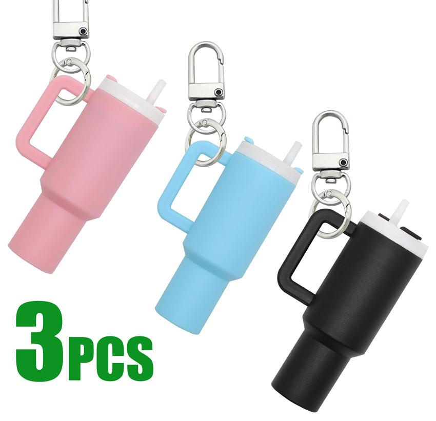 8/3PCS Mini Tumbler Keychain Cute Cup Keychain for Stanley Cup Women Girls School Bag Backpacks Lip Balm Holder Good Party Gift