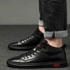 High Quality Men's Lace Up Crocodile Patterned Mid Top Shoes for Autumn and Winter New Men's Classic Black High Top Cotton Shoes