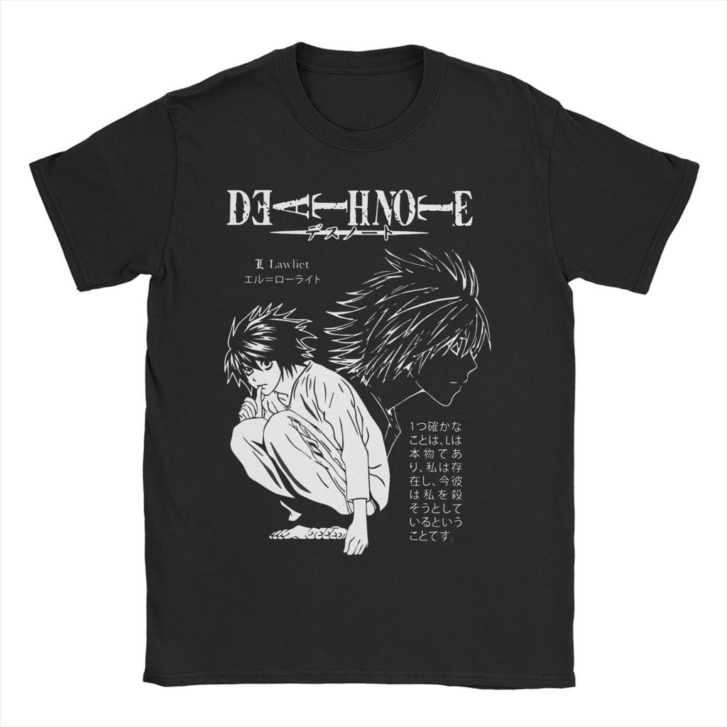 Аниме Футболки Death Note для мужчин женщин из чистого хлопка винтажные футболки с круглым вырезом футболки с коротким рукавом топы больших размеров