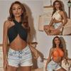 New Cross-Wrap Backless Slim Vest - European & American Women's Sexy Summer Solid Color Tank Top