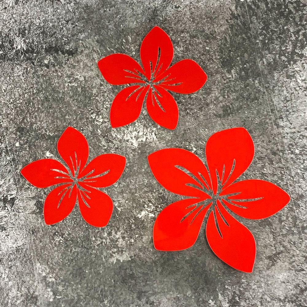 3Pcs Various Colors Pretty Flower Car Decals For Auto Rear Window Bumper Body Helmet Cover Scratches Water-Repellent Blossom Decals