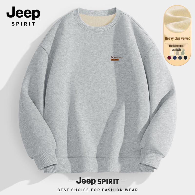 JEEP SPIRIT Men's Fleece Lined Crew Neck Sweatshirt