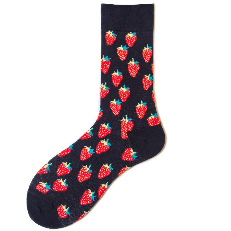 Сотни модных индивидуальных хлопковых носков унисекс для мужчин Happy Street Skateboard Fruits Harajuku Gift Funny Boys Male Dress Sox