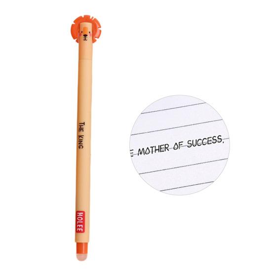 Стирающаяся ручка 0,7 мм с черными чернилами, с мягкой рукояткой, приятной для кожи, с милыми колпачками в виде животных, кнопочный механизм, перезаправляемые ручки, школьные принадлежности