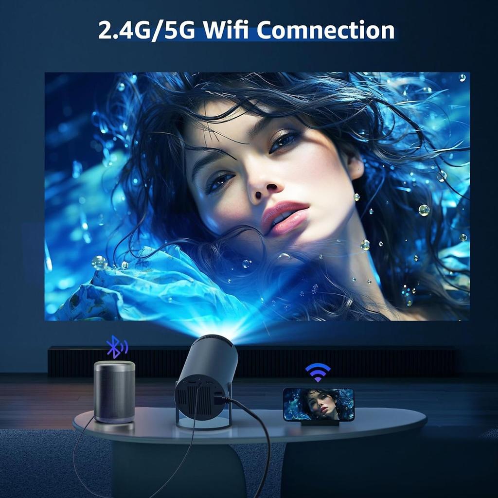 4K Projector Ultra HD Mini Projector Wi-Fi 6 Outdoor Projector