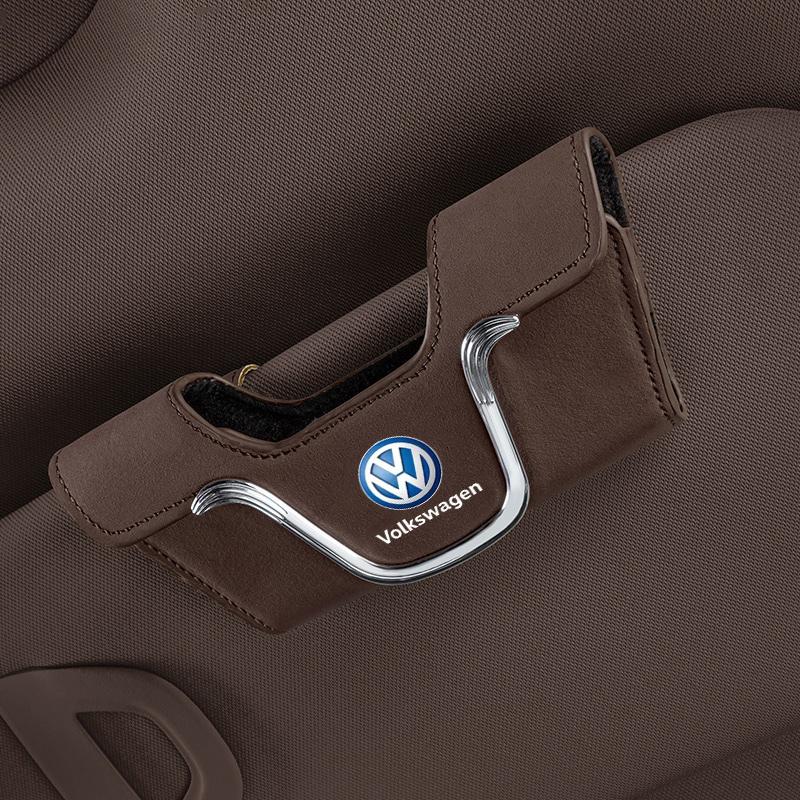 For VOLKSWAGEN VW Metal+Leather Car Sun Visor Clip Glasses Cards Case Auto Sunglasses Visor Glasses For Volkswagen VW Golf Tigu