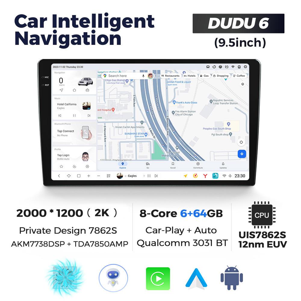 DUDUAUTO DUDU 7 DUDU7 Android 13 Wireless CarPlay Auto Universal 9.5" 10.36" Car Radio Multimedia Player GPS Intelligent System