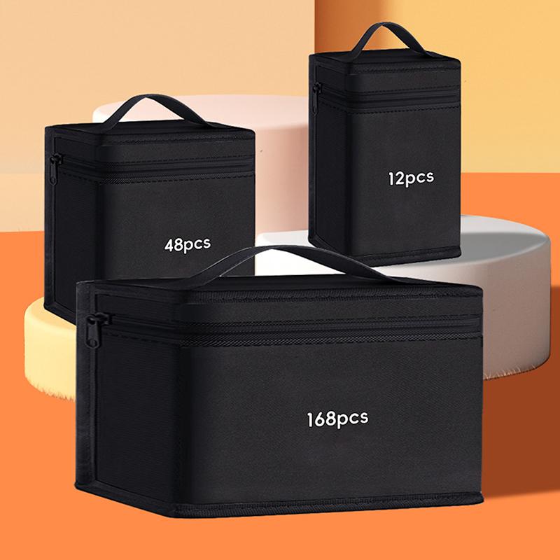 Markers Pen Black Storage Bag Massive Large Capacity Zipper Canvas Pencil Bag Watercolor Pen Stationery Bag Portable