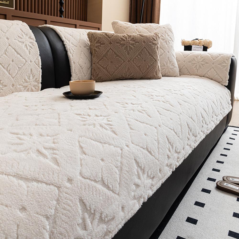 Xingyueshu Cotton Velvet Leather Sofa Cushion Winter Light Luxury High-End Plush Seat Cushion New Sofa Cover Cover Cloth