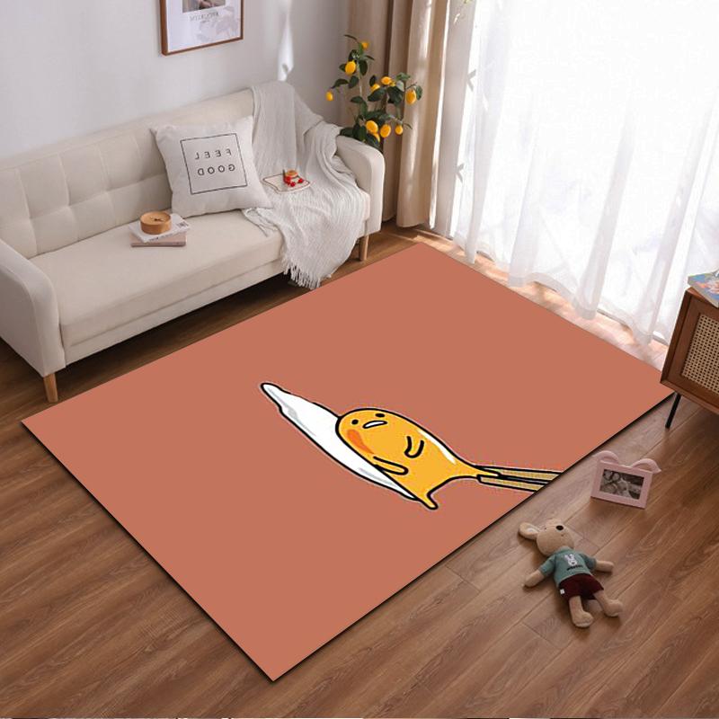 Cartoon Egg Design Carpet with Fork Illustration on Brown Background Suitable for use as an anti-slip for living room bedroom sofas