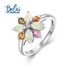 Romantic Flower Design Rich Natural Color Opal Tourmaline Ring Women's 925 Sterling Silver Fine Jewelry Gift