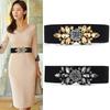 Elastic Elastic Imitation Rhinestone Waist Seal Women'S Dress Retro Flower Belt Student Personalized Decoration