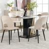 Dining Chair Set of 4, Upholstered Chair, Wide Backrest, Velvet Cover, Metal Frame, Adjustable Feet, Diamond Pattern, Office/Kitchen/Bedroom, Beige