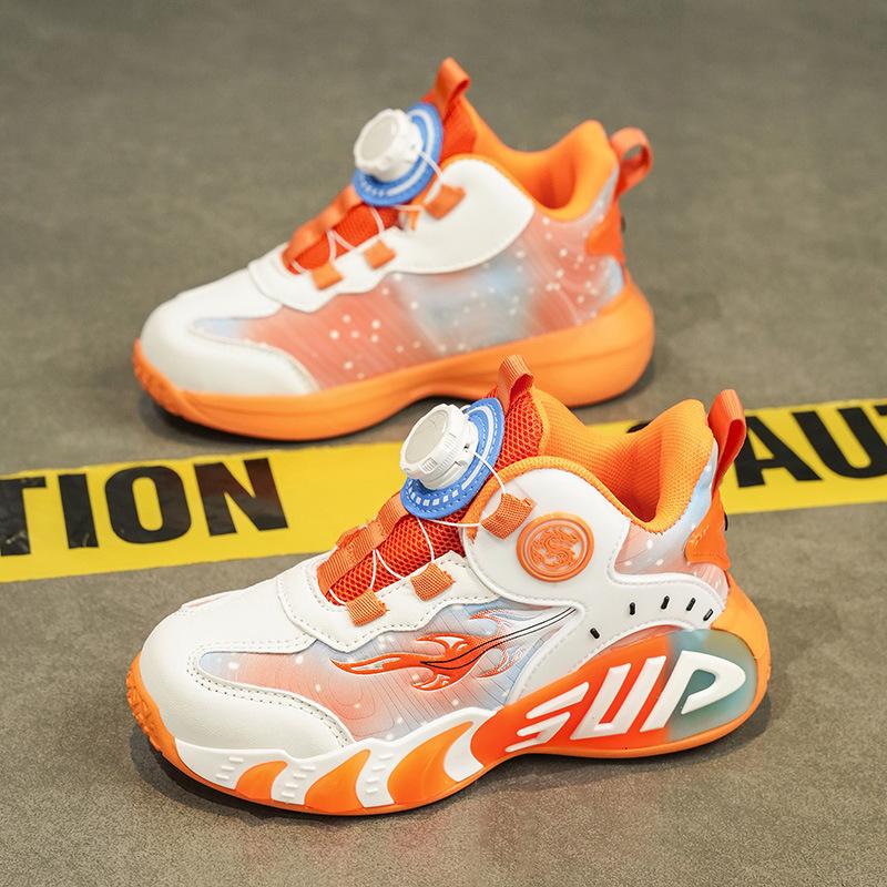 Амортизирующие кожаные баскетбольные кроссовки для мальчиков | Нескользящие, легкие спортивные кроссовки для детей старшего возраста, Осень/Зима 2025