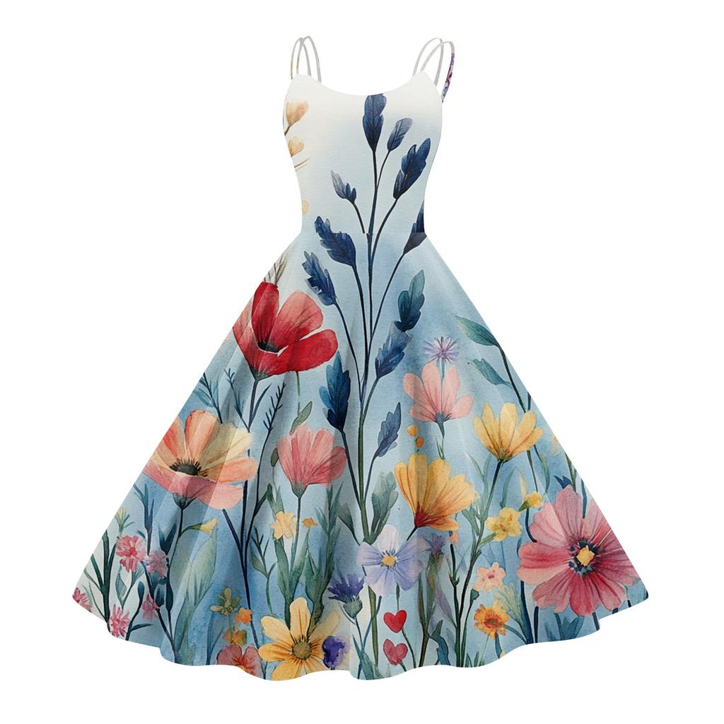 Женское повседневное модное платье с цветочным принтом, сексуальное с открытыми плечами, панк-ретро платье, ретро платье