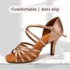 Women Girls Leather Latin Dance Shoes Salsa Tango Ballroom Dancing Shoes Soft Sole High Heel 8cm