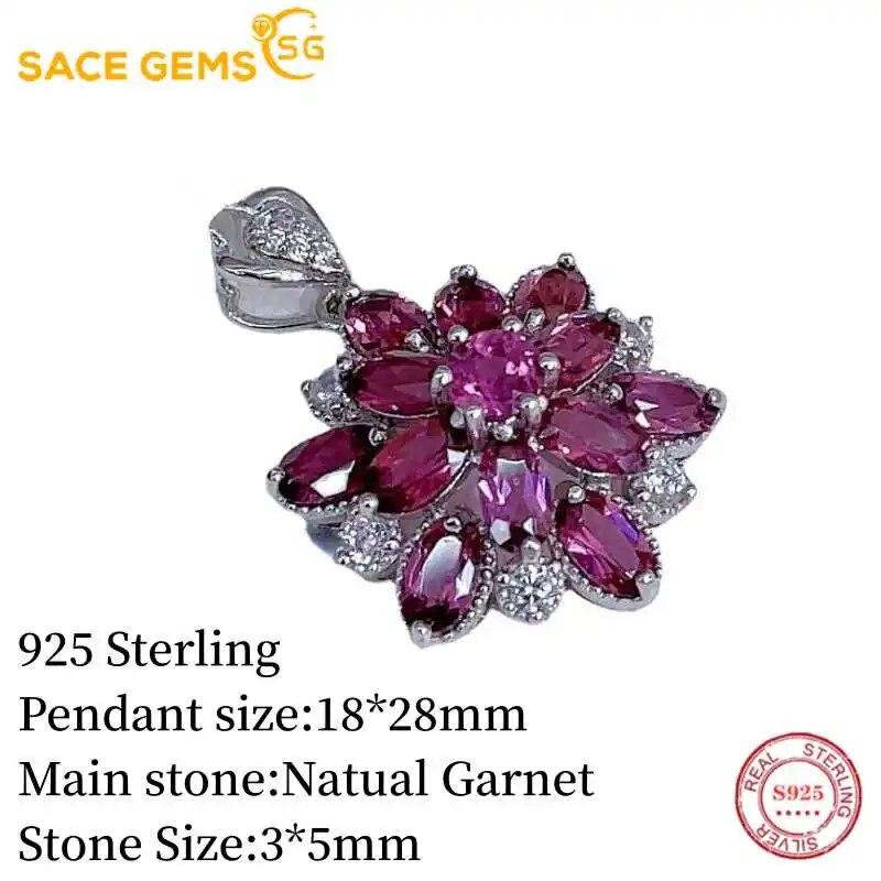 Sace Gems Сертифицированное серебро S925, 3*5 мм, подвеска с натуральным гранатом, ожерелья для женщин, помолвка, коктейльная вечеринка, ювелирные украшения