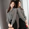 Spring and Autumn New Women's Clothing Fat Sister Large Size Bow Lace Chiffon Shirt 200kg Houndstooth Plaid Shirt Long Sleeve