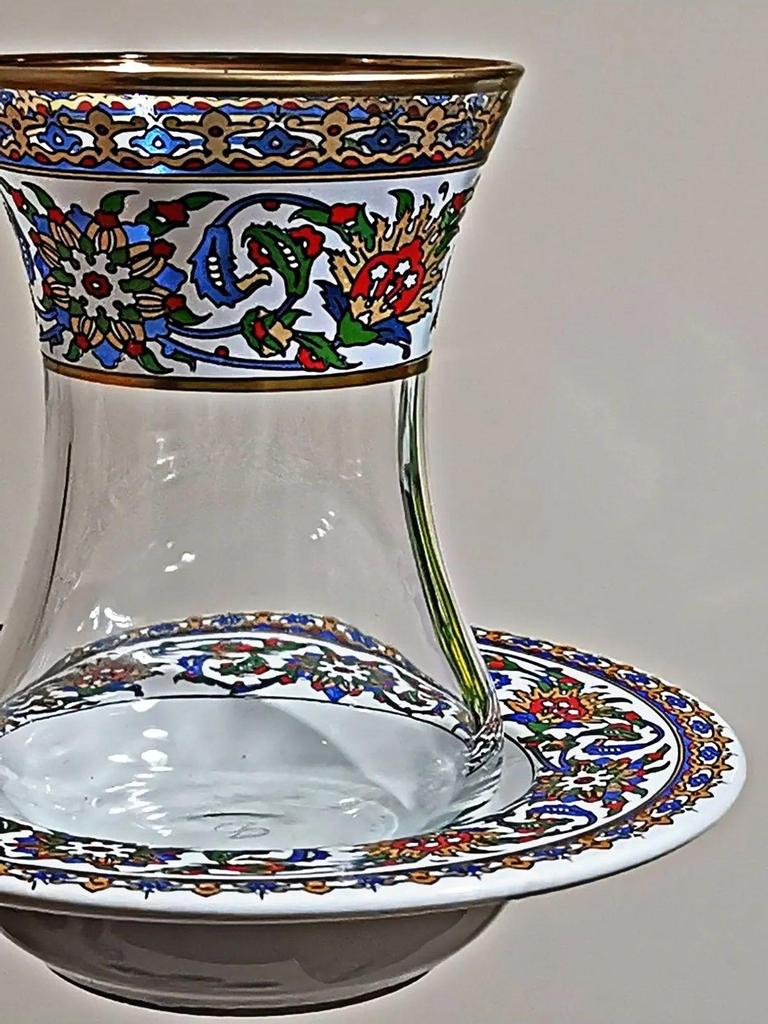 12 шт., чайный сервиз в традиционном турецком стиле, декоративный набор ручной работы в османском стиле с золотой плиткой и узором, набор стеклянных чашек на 6 человек