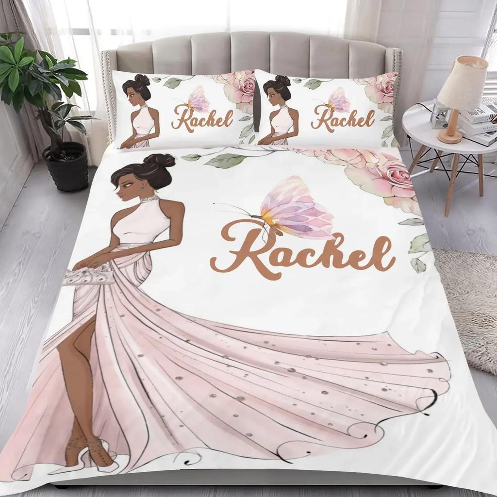 Custom Name Duvet Cover Set Cartoon Animals Unicorn Bedding Set Twin Full Queen King For Kids Girls Boys Birthday Wedding Gifts