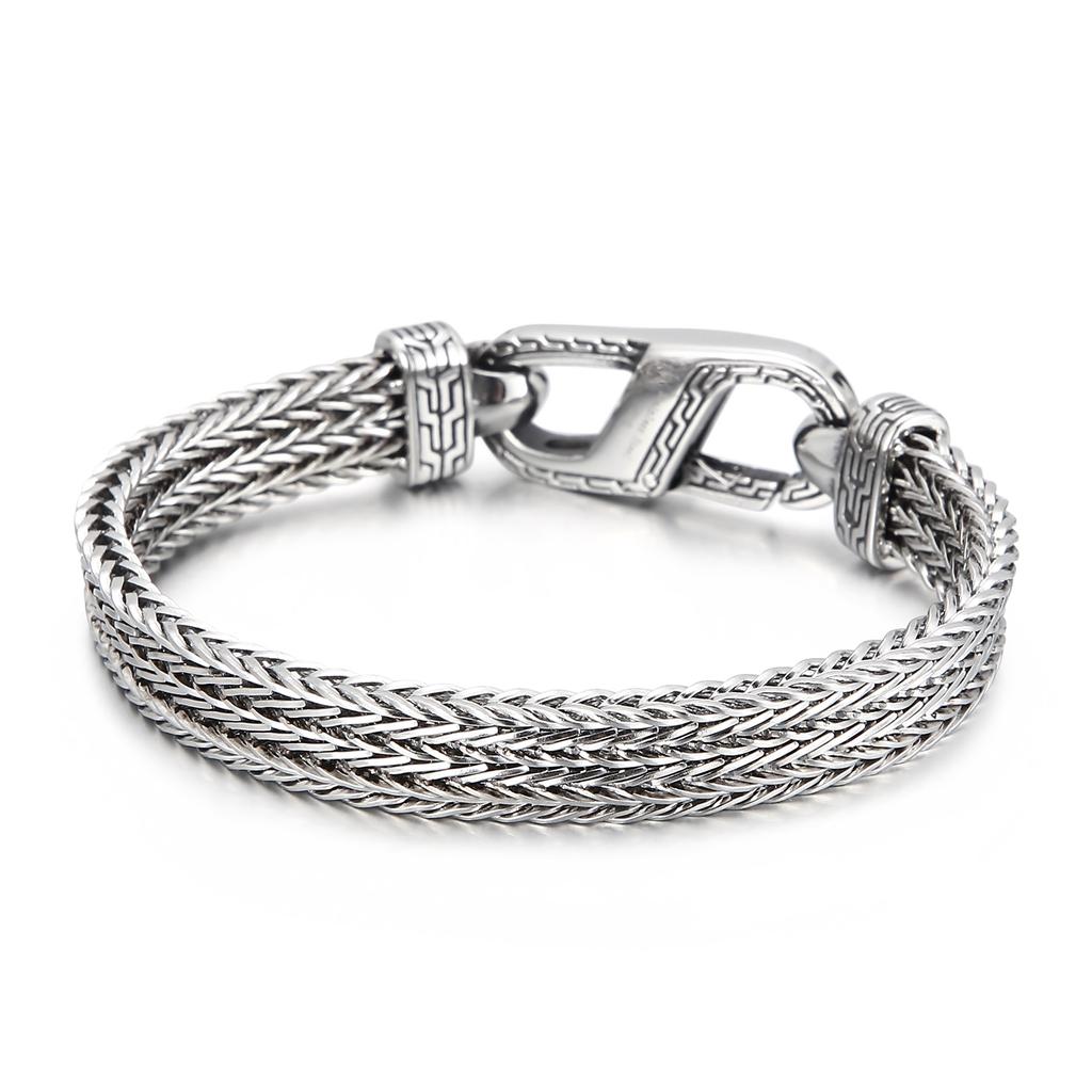 10mm Stainless Steel Woven Chain Men's Bracelet Simple Spring Clasp Jewelry Gift Accessories Gothic
