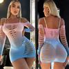 Sexy Colored Gradient Style Bodysuit Women Sexy Lingerie Erotic Fishnet Bodystockings Lace Underwear Porn Outfit Club Dess