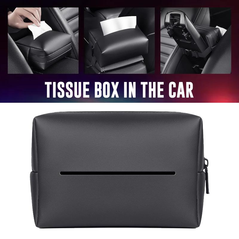 Регулируемый подлокотник из искусственной кожи для автомобиля, держатель для салфеток на заднем сиденье, застежка-молния, легкий доступ и установка в автомобиле