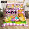 Пододеяльник с пасхальными яйцами и гномами, бабочками и цветами тюльпанов, комплект постельного белья из микрофибры, радуга, деревянная планка, кавайный гном, чехол для одеяла