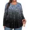 Women's Plus Size Fashion  Printed Casual Pleated Round Neck Long Sleeve Top