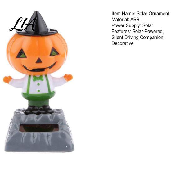 Auto Shaking Head Car Accessories Solar Dancing Pumpkin Doll, Halloween Dashboard Decoration, Spooky Ghost Lively Interior Decor Figurine Ornament