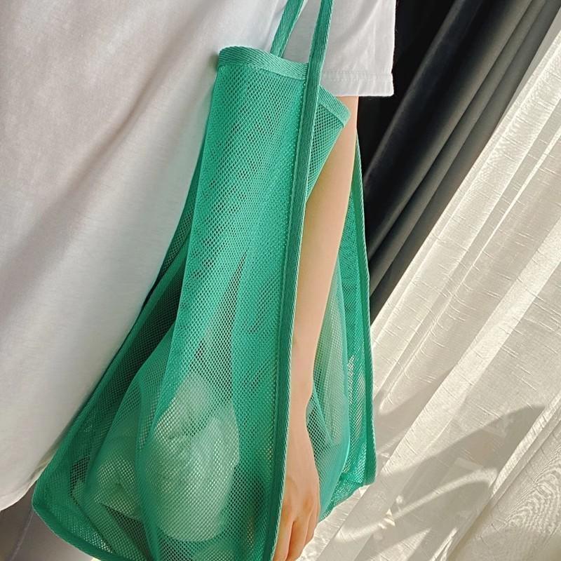 1 шт. прозрачная сетчатая сумка через плечо - модная легкая дорожная сумка для покупок большой вместимости