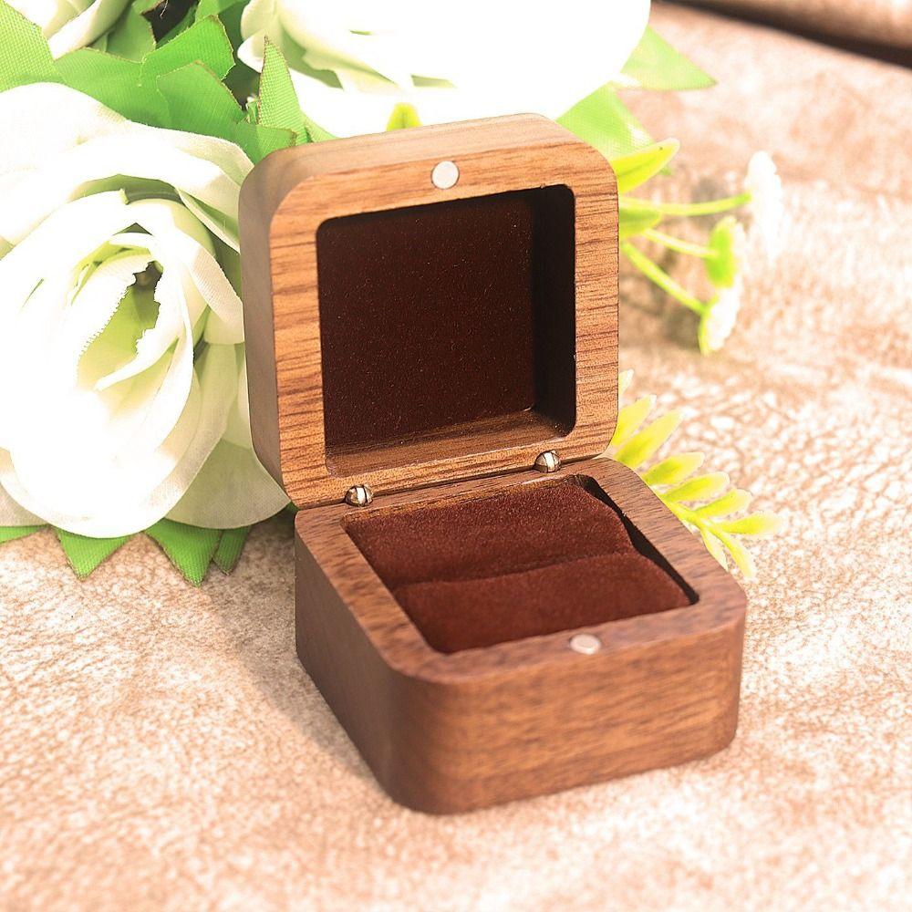 Luxury Rings Bearer Box Square Jewelry Organizer Portable Rings Display Case Propose