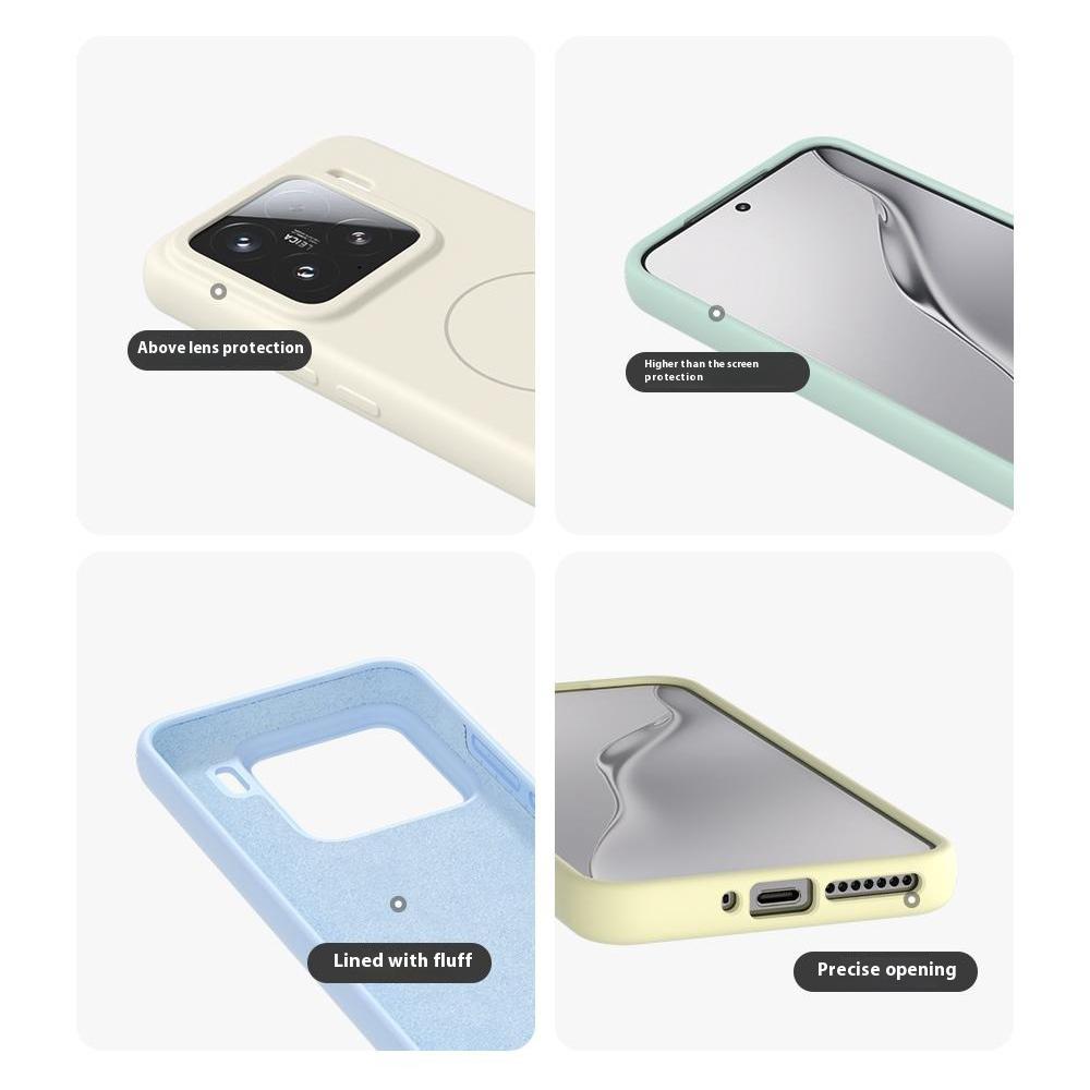 Для Xiaomi 15 Жидкий силикон Магнитный чехол Покрытие для телефона с ощущением кожи