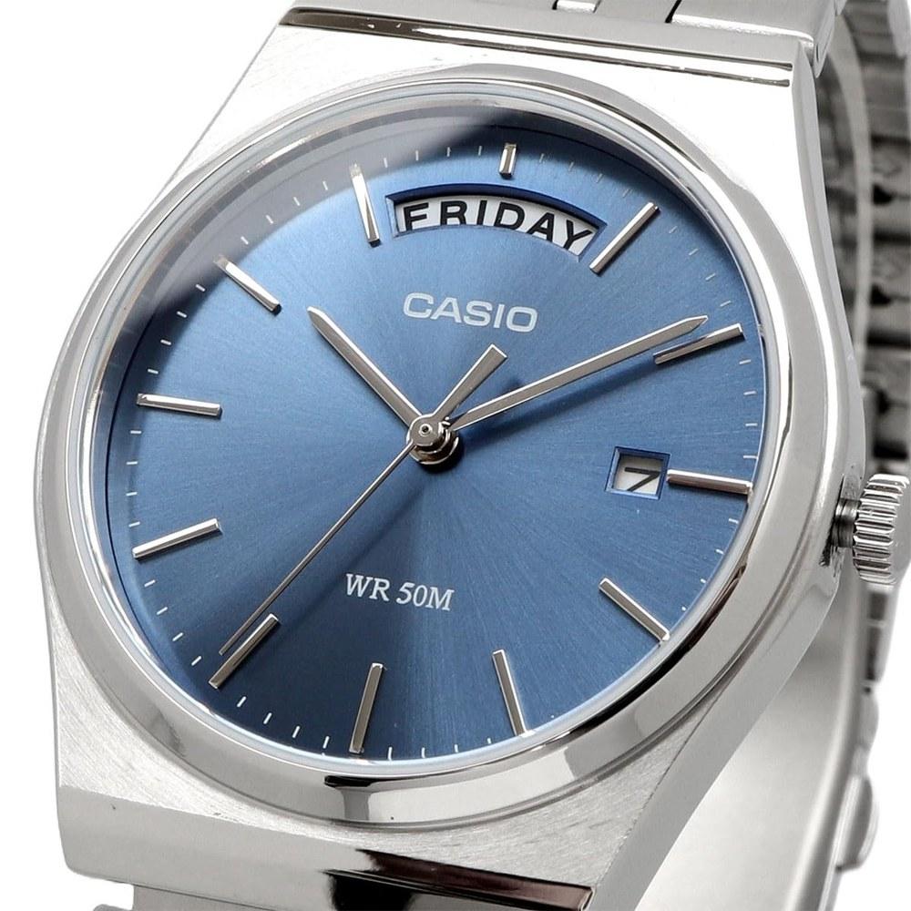 Casio Стандартные аналоговые кварцевые часы MTP-B146D-2AV Серебристо-синие мужские наручные часы