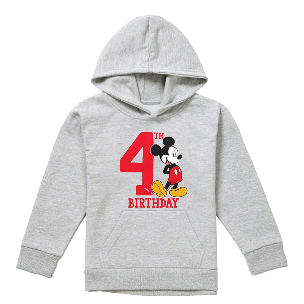 Disney Childrens/Kids Mickey Mouse Heather 4th Birthday Hoodie