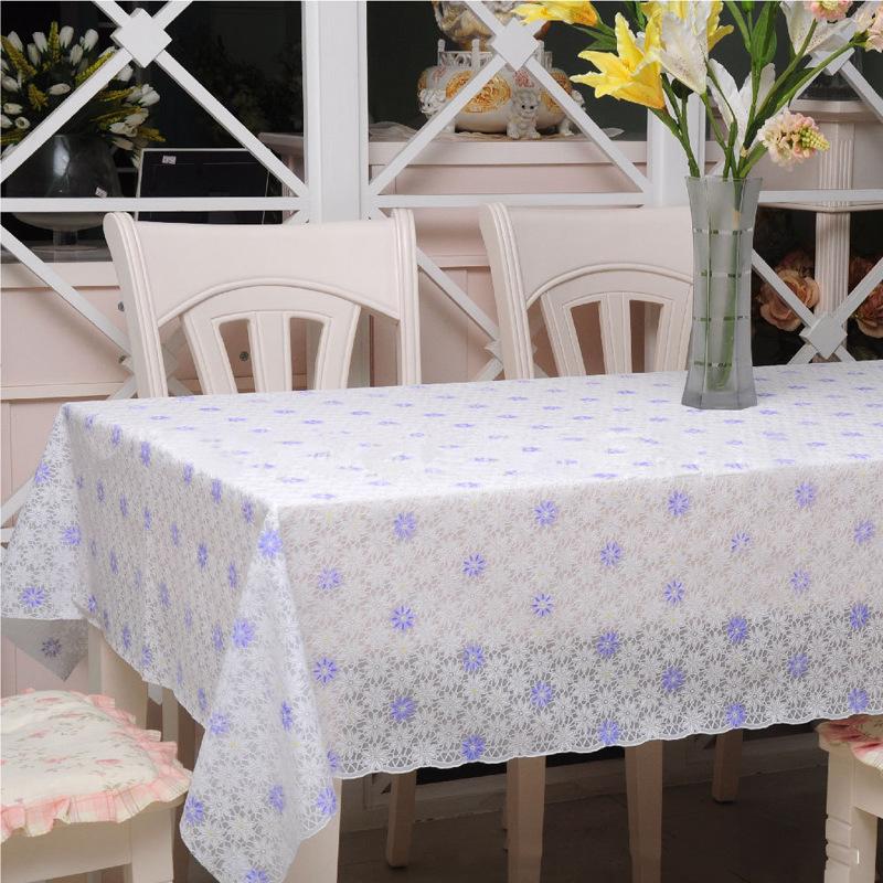 Thickened PVC Waterproof Lace Tablecloth Plastic Wash Free Dustproof European Tea Table Mat Home Decor