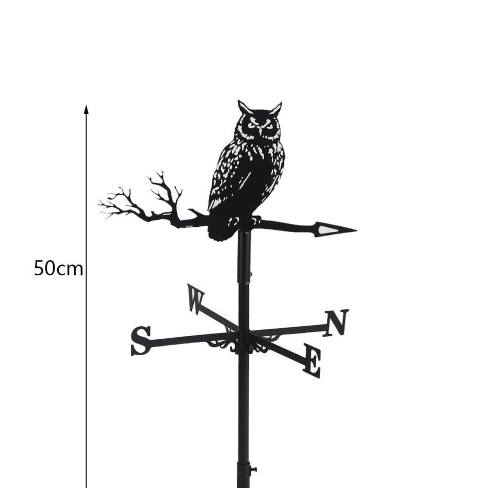 Creativity Owl Weather Vane Black Metal Wind Vane Outdoor Crafts Roof Garden Decorations Wind Indicator