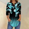 Женские топы с рукавами 3/4, летние футболки с цветочным принтом и V-образным вырезом, повседневные базовые футболки с пуговицами, туники