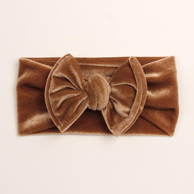 Autumn and winter new baby golden velvet headband, children's soft bow headgear, baby headband