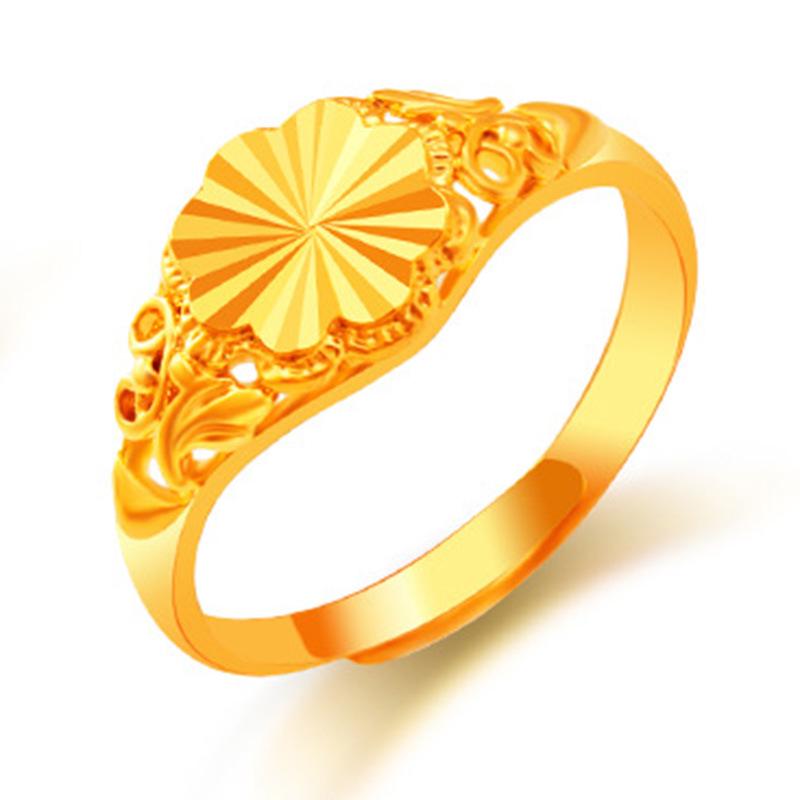 Sand Gold Ring for Women, Long-lasting Color Retention, Niche Sweet Imitation Gold Open Female Ring, Copper Alloy Accessories