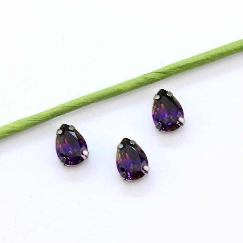 Серебряный коготь Капля Турмалин Бриллиант Градиентный драгоценный камень для DIY ювелирных изделий, обуви, сумок - 10x14 мм Кристальный камень.