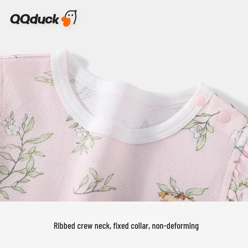 Летняя хлопковая ночная рубашка для девочек QQ DUCK с оборками на рукавах