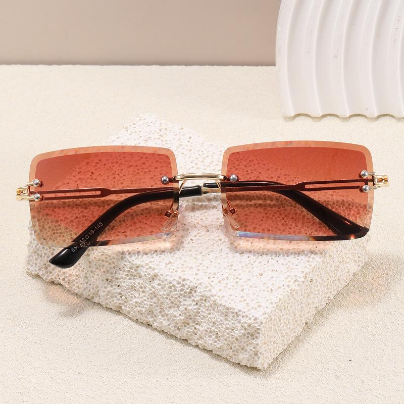 Солнцезащитные очки квадратной формы для женщин, безободковые, с обрезанным краем, антибликовые, мужские солнцезащитные очки, европейско-американские солнцезащитные очки для женщин
