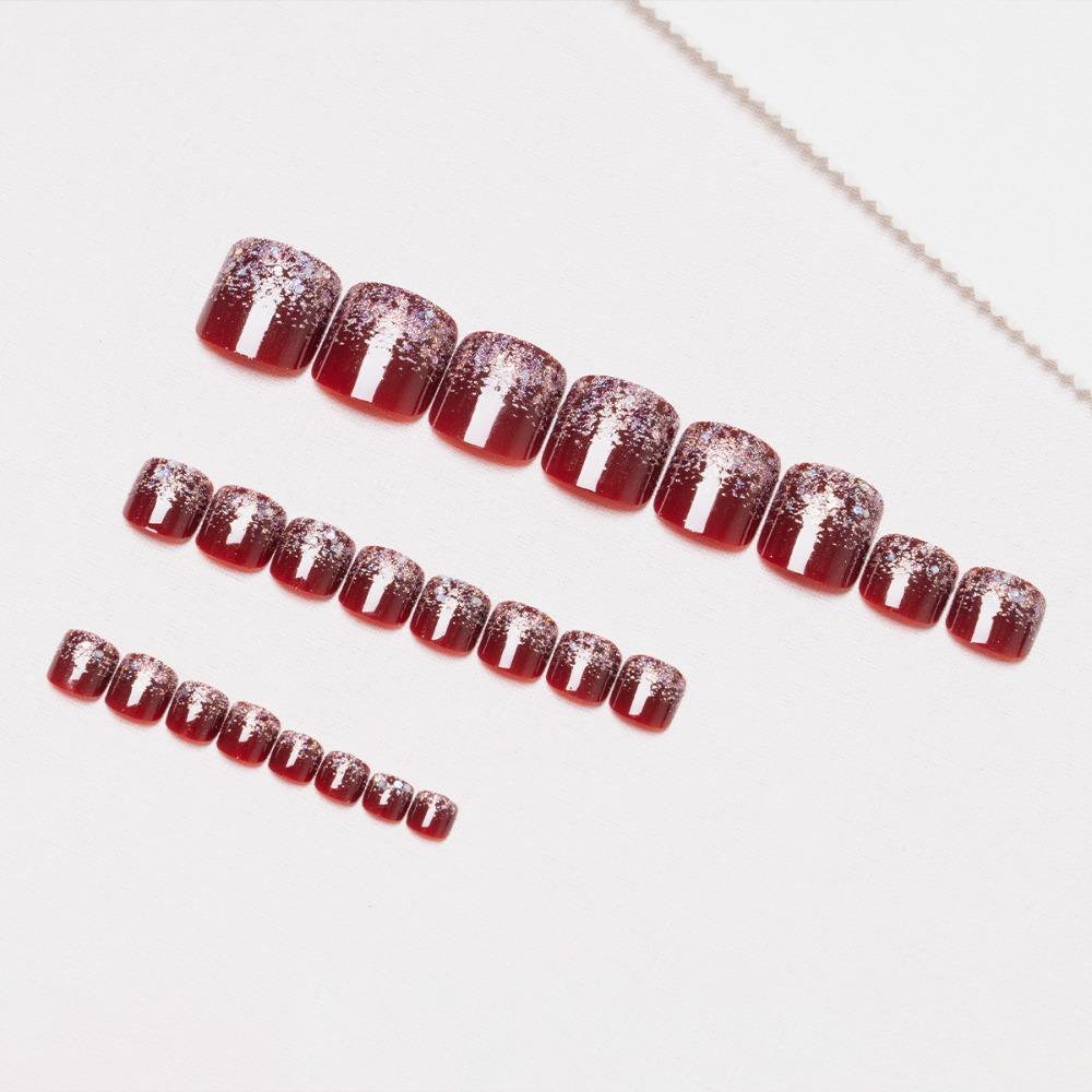 Square Head False Toe Nails Wearable Manicure Press On Nails Detachable Foot Nail Tips Women